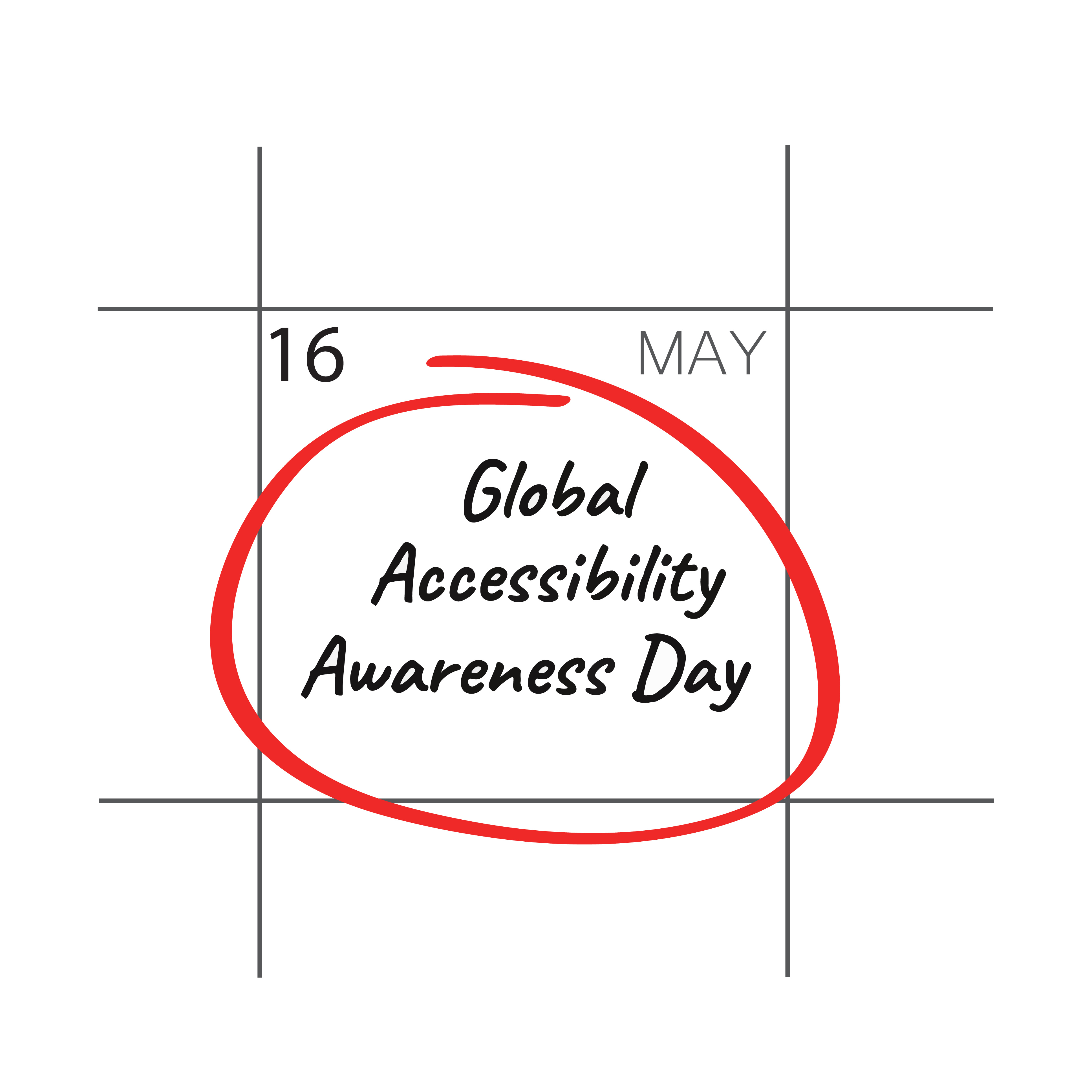 A calendar shot of the 16th with the word Global Accessibility Awareness Day
