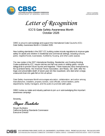 Letter of recognition