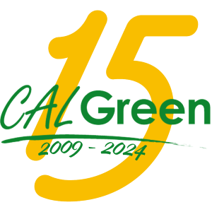 CALGreen logo over the number 15 2009 through 2024