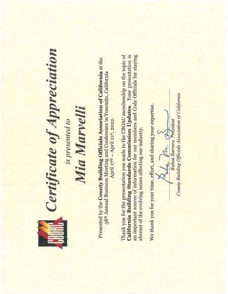 Certificate of Appreciation