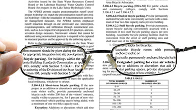 A pair of glasses framing CALGreen code language