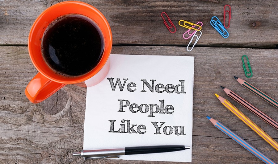 "We need people like you" banner