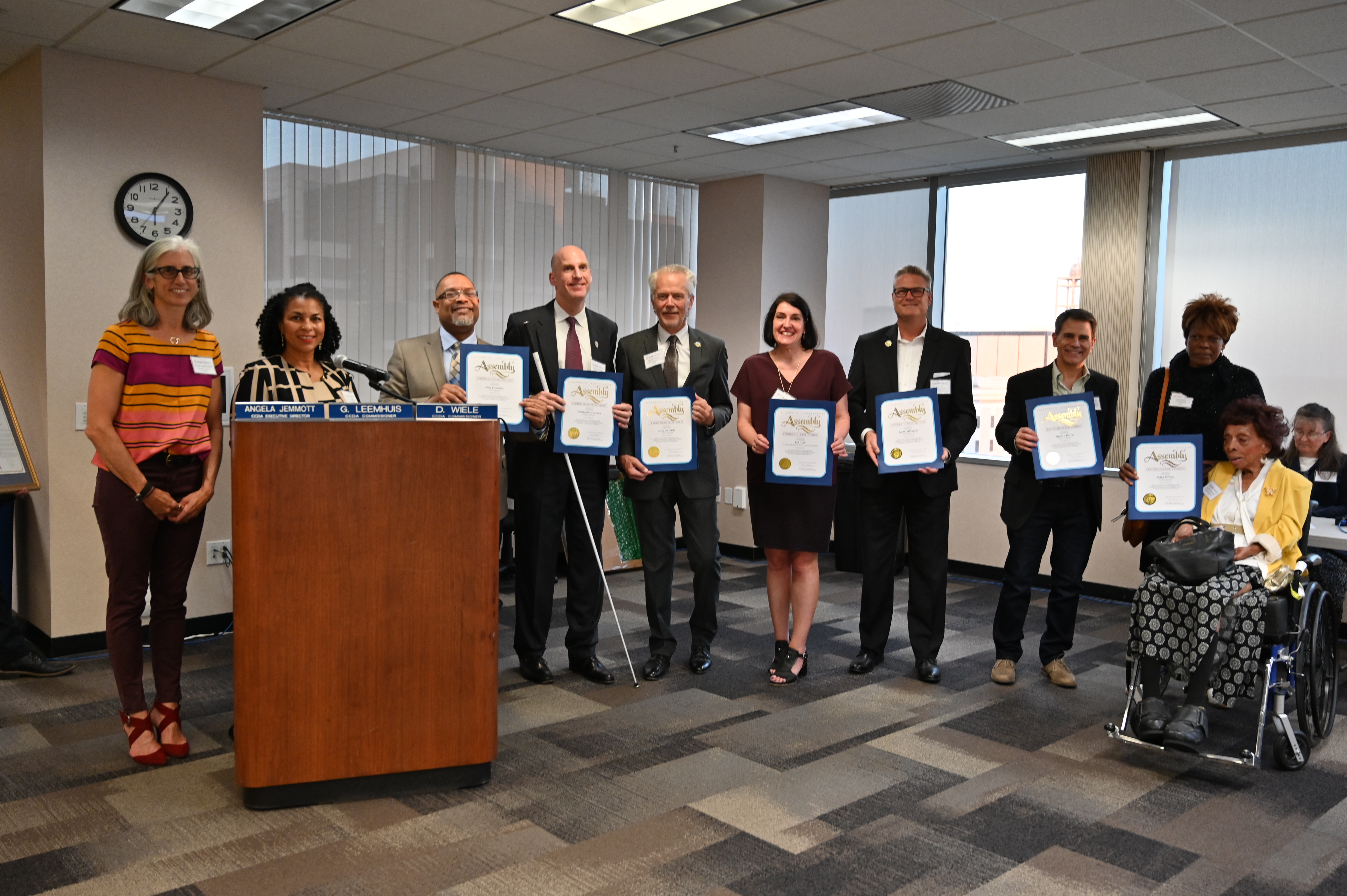 CCDA Commissioners receiving certificates of recognition during 10-Year Anniversary celebration.