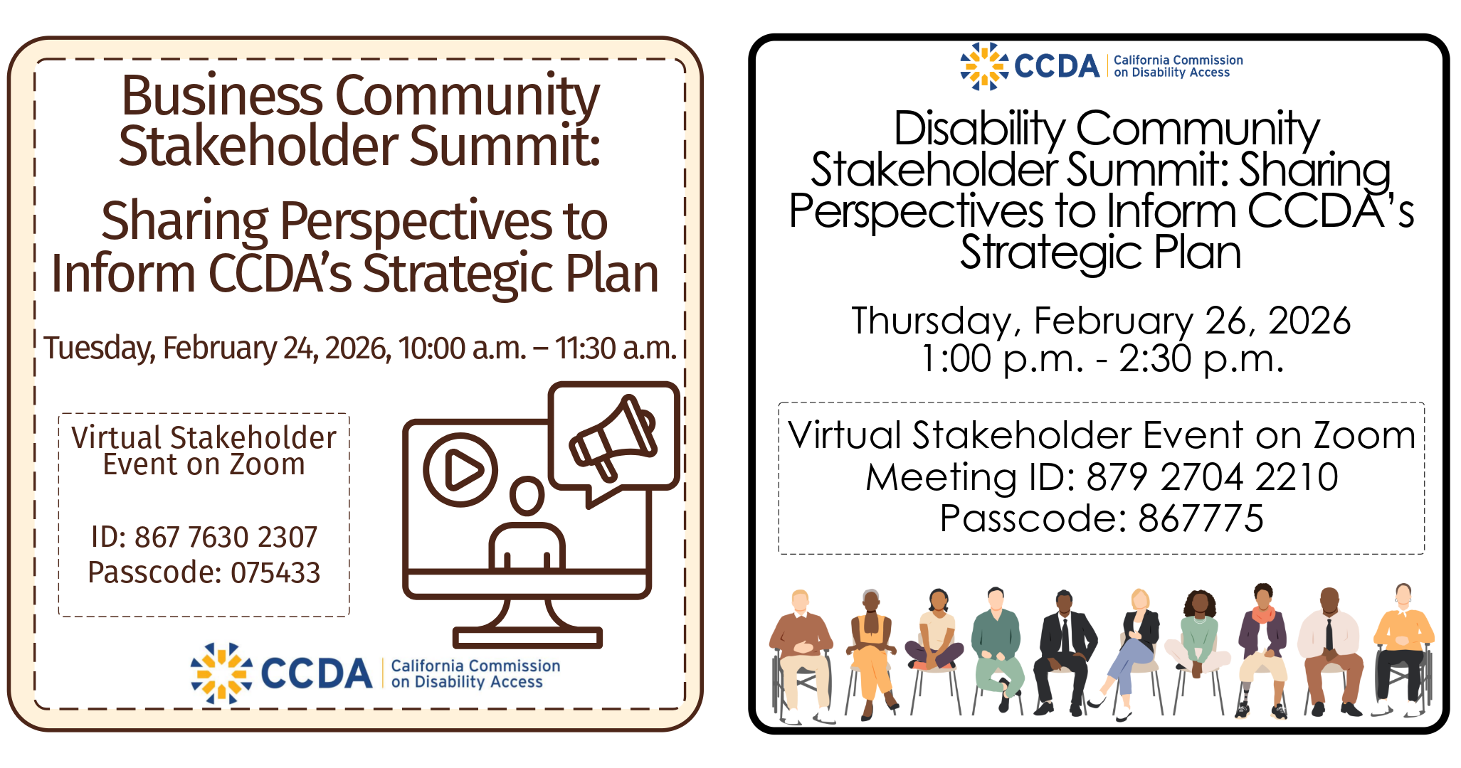 Flyers for the 2026 CCDA Stakeholder Summits