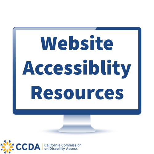 A computer with on-screen text that says Website Accessibility Resources. CCDA logo is on the bottom left.