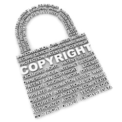 a lock with the word copyright