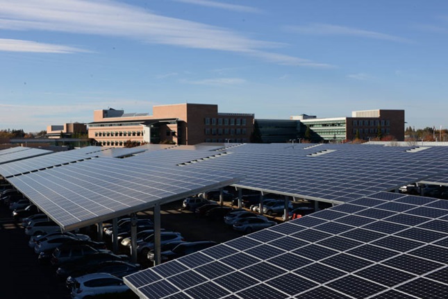 solar carport canopy at California Franchise Tax Board in Sacramento 
