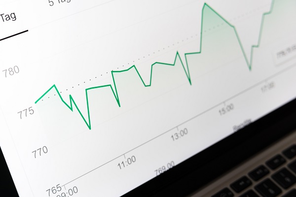computer screen with line graph price and date