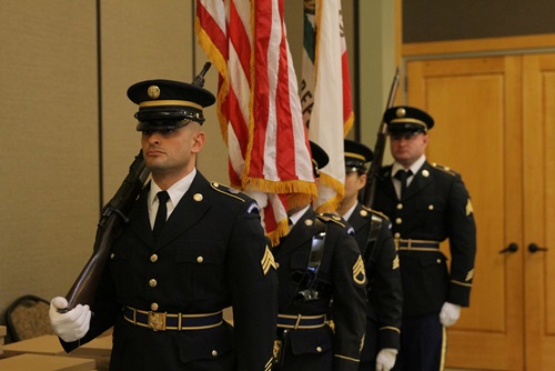 The Governor's honor guard presents the colors