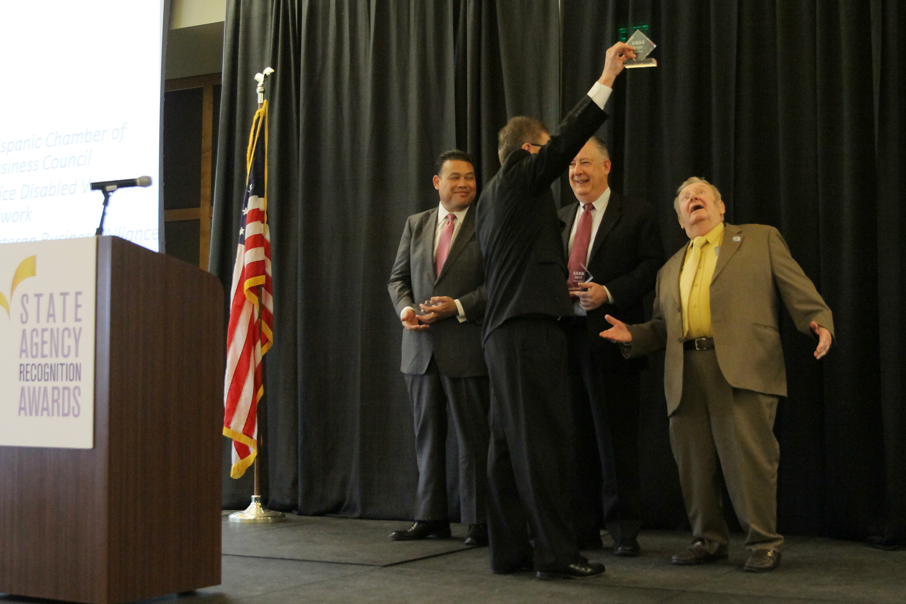 Recognition of the SARA judges. Pictured from left to right: Julian Canete, Marty Keller, and Bob Mulz