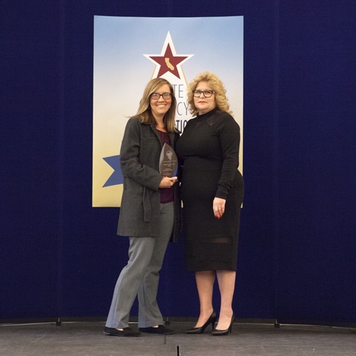 The Bureau of automotive repair accepts the gold agency of the year award.