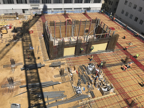 O street core wall & deck reinforcing install