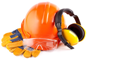 display of hard hats for construction and other protective wear