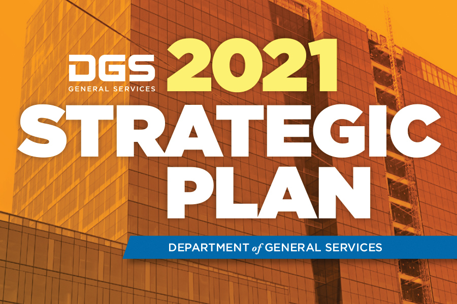 Photo of DGS strategic plan cover showing buildings