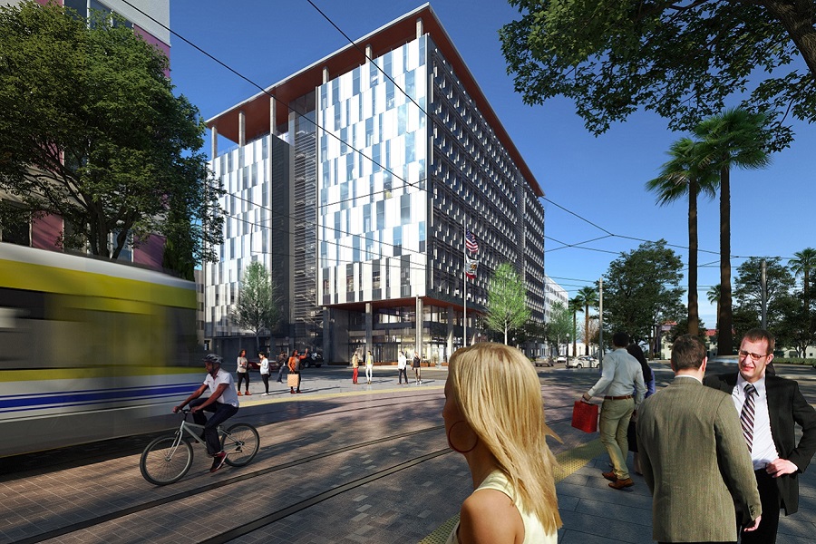 Rendering of O Street Building at Ground level